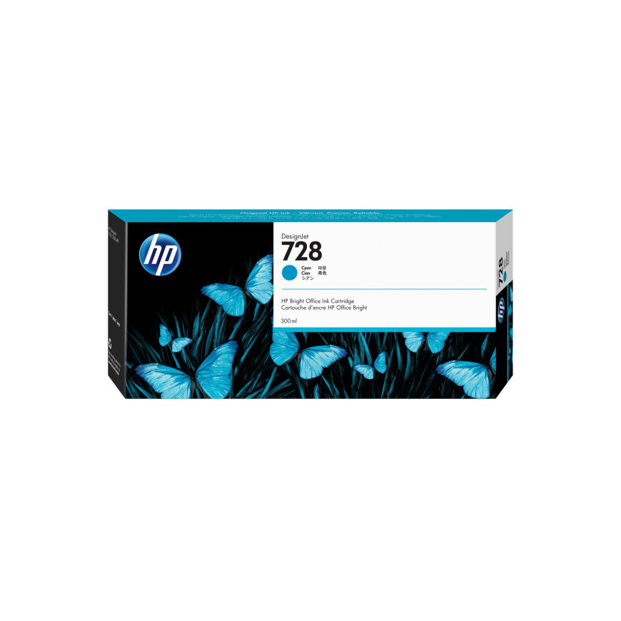 Cartouche d'encre HP 728 cyan 300 ml - HP d'origine (F9K17A)