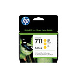 HP 711 jaune - pack de 3 cartouches d'encre HP d'origine (CZ136A)