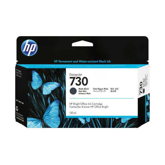 Cartouche d'encre HP 730 noir mat 130 ml - HP d'origine (P2V65A)
