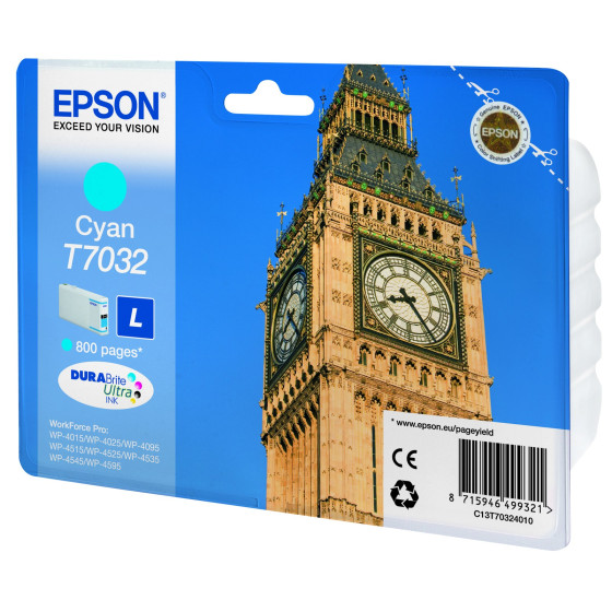 Cartouche d'encre Epson T7032 cyan - Epson "big ben" d'origine (C13T70324010)