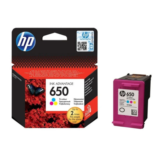 Cartouche d'encre HP 650 trois couleurs - HP d'origine (CZ102AE)