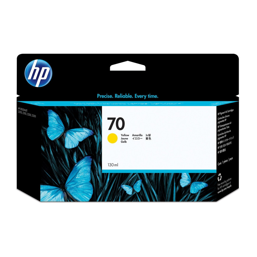 Cartouche d'encre HP 70 jaune - HP d'origine (C9454A)