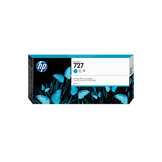 Cartouche d'encre HP 727 cyan 300 ml - HP d'origine (F9J76A)