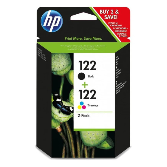 HP 122 noir + trois couleurs - pack de cartouches d'encre HP d'origine (CR340HE)