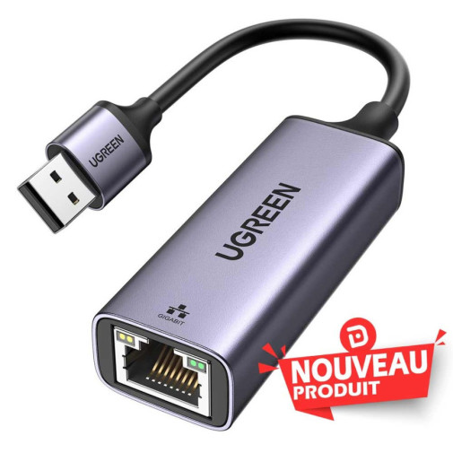 Ugreen Adap Aliminium USB 3.0 to RJ45 GRIS - Adaptateur - Rightech - le bon choix