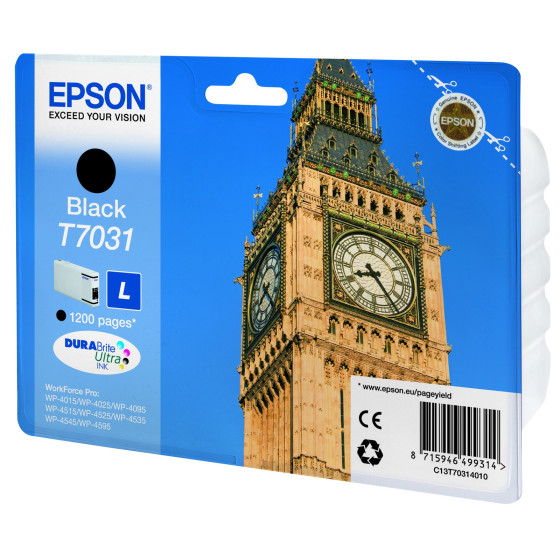 Epson T7031 noir - cartouche d'encre Epson "big ben" d'origine (C13T70314010)