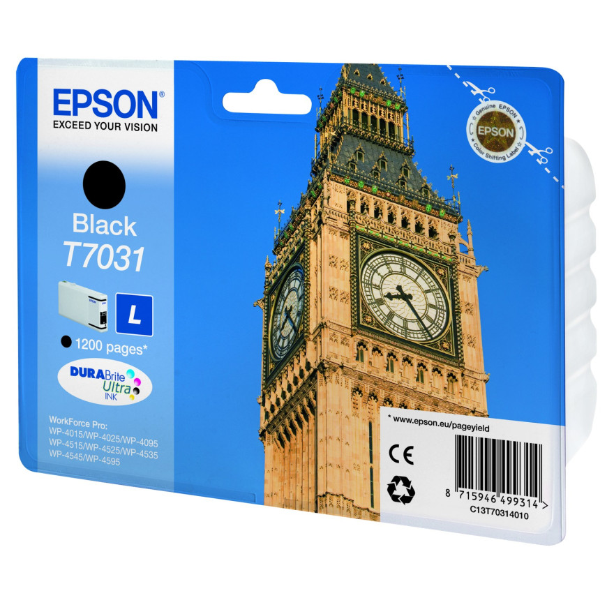Epson T7031 noir - cartouche d'encre Epson "big ben" d'origine (C13T70314010)