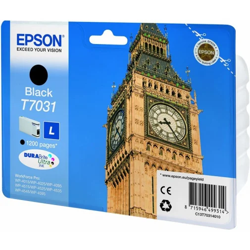 EPSON T7031 NOIR - CARTOUCHE D'ENCRE EPSON "BIG BEN" D'ORIGINE (C13T70314010) - Consommables - Rightech - le bon choix