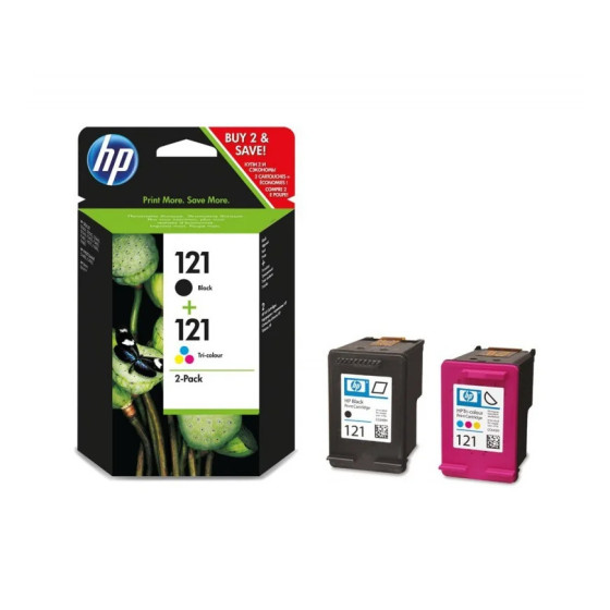 Cartouche d'encre HP 121 noir + trois couleurs - HP d'origine (CN637HE)