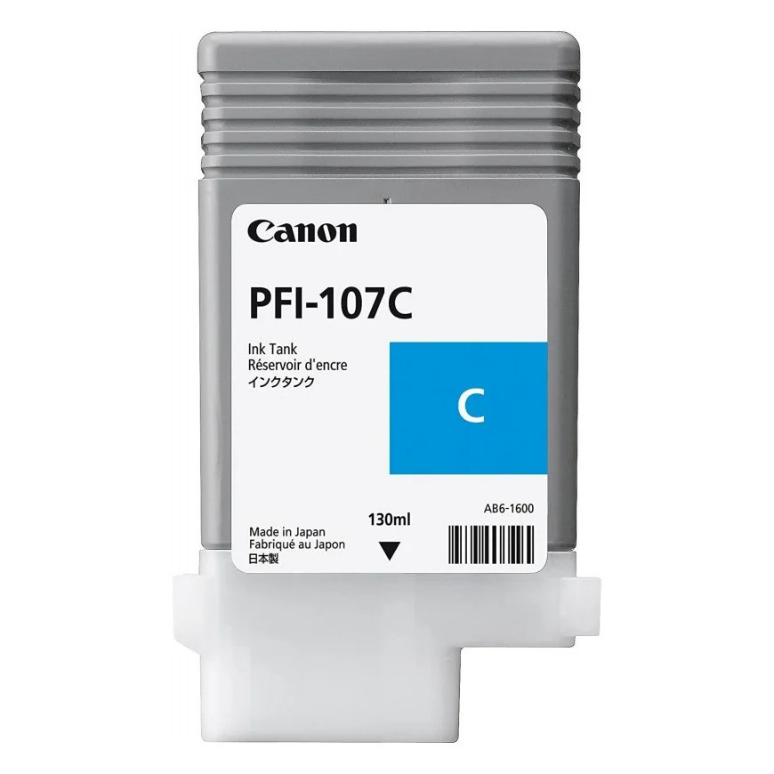 Bouteille d'encre Canon PFI-107C cyan 130 ML - Canon d'origine (6706B001AA)