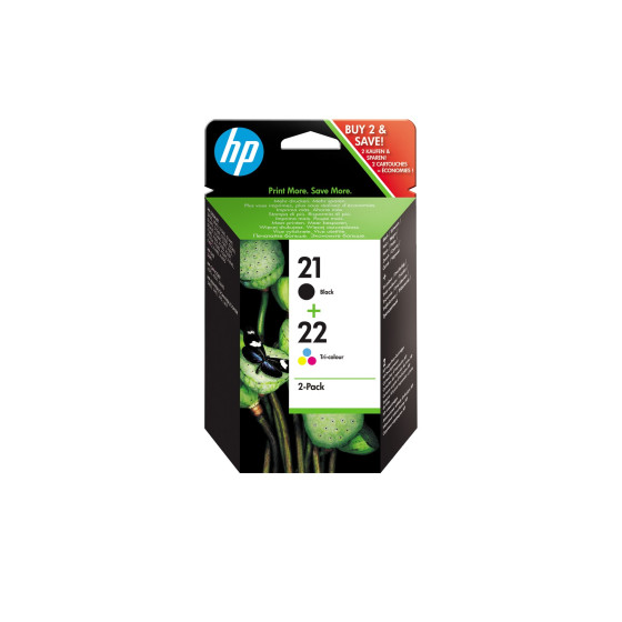 HP 21 noir + HP 22 trois couleurs - cartouches d'encre HP d'origine (SD367AE)