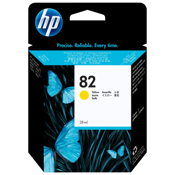 Cartouche d'encre HP 82 jaune 28 ml - HP d'origine (CH568A)