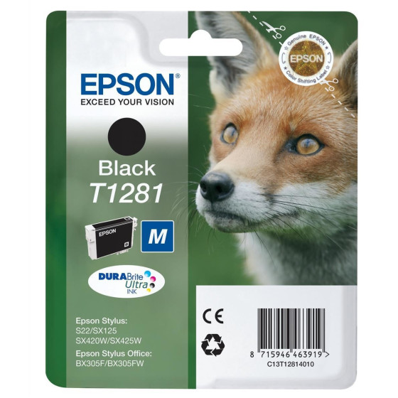 Cartouche d'encre Epson noir T1281 renard durabrite Ultra Ink (C13T12814011)