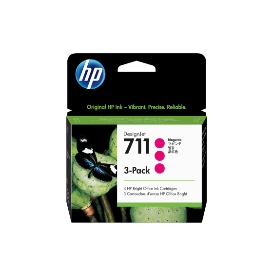 Cartouche d'encre HP 711 magenta - pack de 3 HP d'origine (CZ135A)