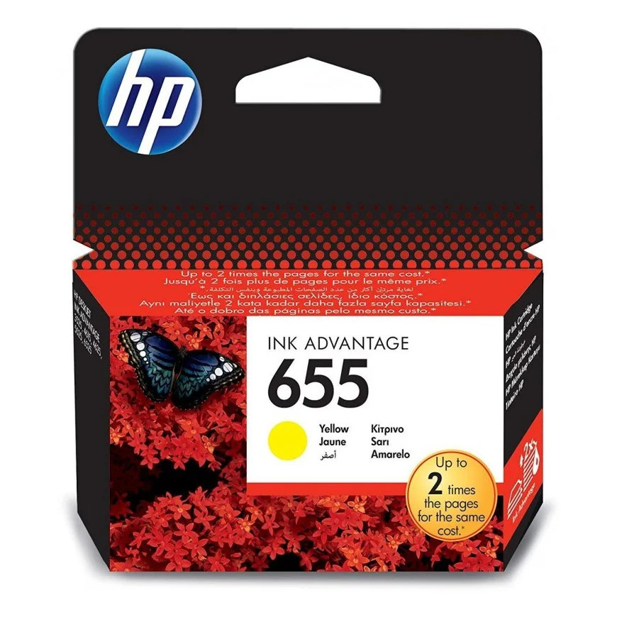 Cartouche d'encre HP 655 jaune - HP d'origine (CZ112AE)