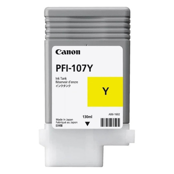 Bouteille d'encre Canon PFI-107Y jaune 130 ML - Canon d'origine (6708B001AA)