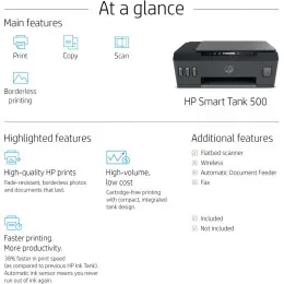 Imprimante multifonction à réservoirs rechargeables HP Smart Tank 516  (3YW70A)