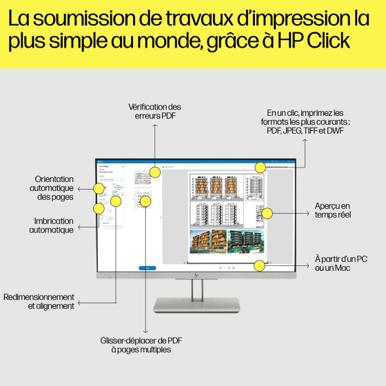 Traceur HP DesignJet T1600 PostScript de 36 pouces (3EK11A)