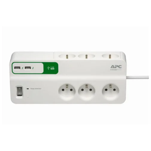 BLOC PARAFOUDRE APC ESSENTIAL SURGEARREST 6 PRISES FRANCE 230V AVEC 2 PORTS DE CHARGEMENT USB BLOC PARAFOUDRE APC ESSENTIAL SURGEARREST 6 PRISES FRANCE 230V AVEC 2 PORTS DE CHARGEMENT USB - Prise parafoudre - Rightech - le bon choix