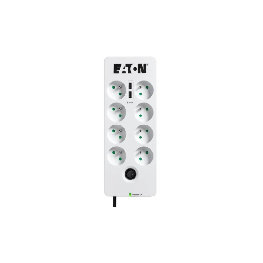 MULTIPRISE PARASURTENSEUR EATON BOÎTIER DE PROTECTION PB8TUF 8 PRISES AVEC 2 PORTES DE TÉLÉPHONE