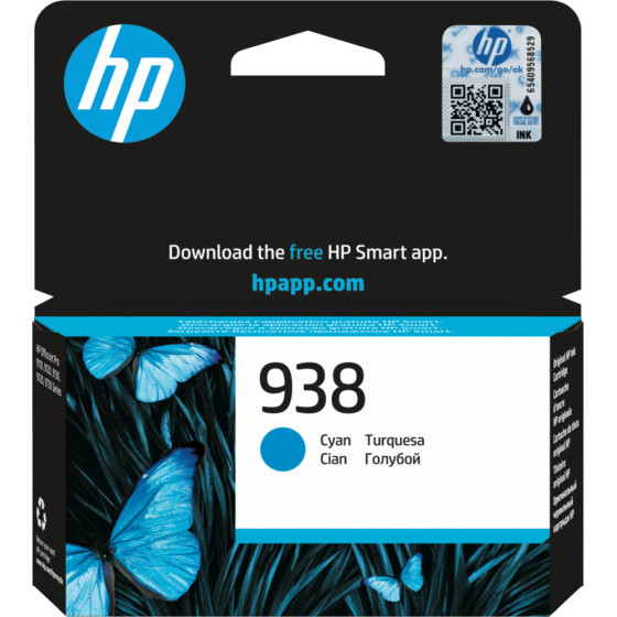 Cartouche d'encre HP 938 cyan - HP d'origine (4S6X5PE)