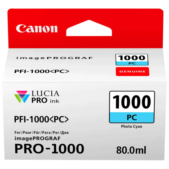 Cartouche d'encre Canon PFI-1000PC cyan photo - Canon d'origine (0550C001AA)