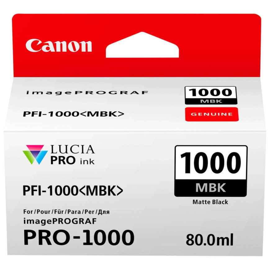 Cartouche d'encre Canon PFI-1000MBK noire mate - Canon d'origine (0545C001AA)