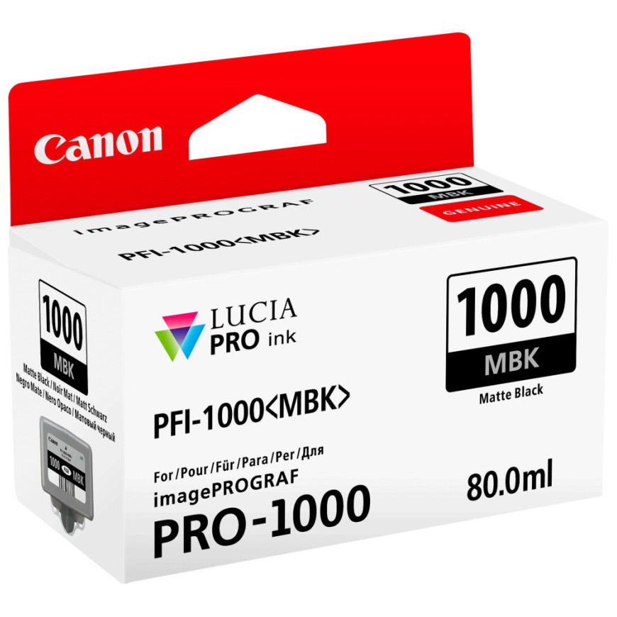 Cartouche d'encre Canon PFI-1000MBK noire mate - Canon d'origine (0545C001AA)