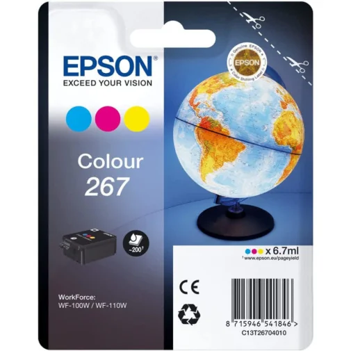 EPSON MONOBLOC GLOBE 267 - ENCRE DURABRITE ULTRA 3 COULEURS (C13T26704010) EPSON MONOBLOC GLOBE 267 - ENCRE DURABRITE ULTRA 3 COULEURS (C13T26704010) - Cartouches - Rightech - le bon choix