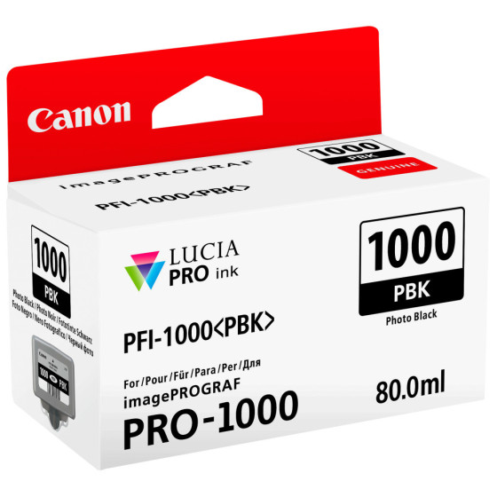 Cartouche d'encre Canon PFI-1000PBK noir photo - Canon d'origine (0546C001AA)