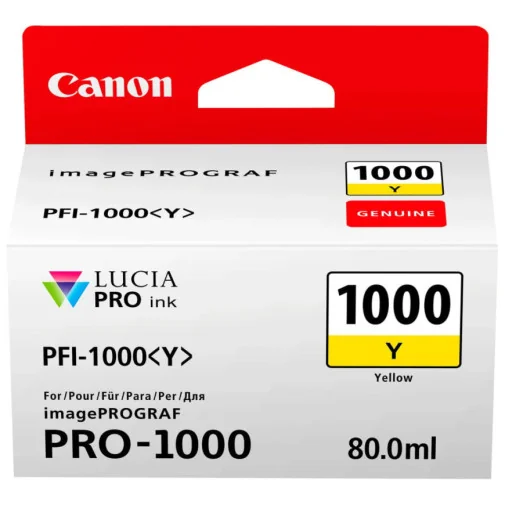 CANON PFI-1000Y JAUNE - CARTOUCHE D'ENCRE CANON D'ORIGINE (0549C001AA) CANON PFI-1000Y JAUNE - CARTOUCHE D'ENCRE CANON D'ORIGINE (0549C001AA) - Cartouches - Rightech - le bon choix