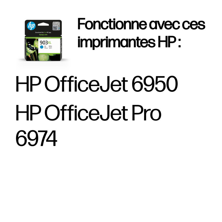 Cartouche d'encre HP 903XL cyan - grande capacité HP d'origine (T6M03AE)