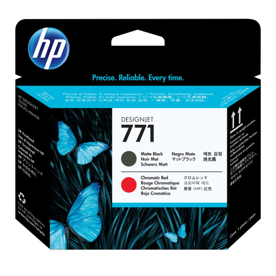 Tête d'impression noire à finition mate/rouge chromatique HP 771 DesignJet (CE017A)
