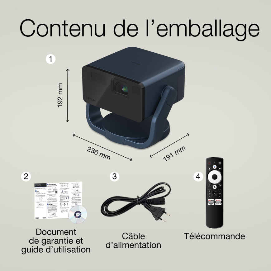 Epson EF-22N – Mini projecteur Laser intelligent Full HD (V11HB38440)