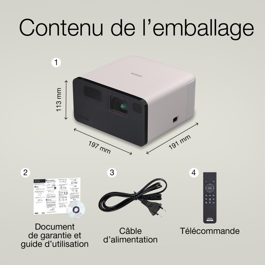 Epson EF-22N – Mini projecteur Laser intelligent Full HD (V11HB38440)