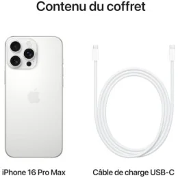  iPhone 16 Pro Max 256 Go | Couleur Titane blanc (MYWW3ZD/A)