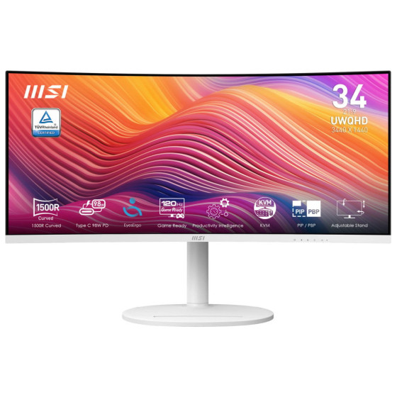 Écran incurvé 34" uwqhd MSI MD342CQP blanc (9S6-3PC59H-039)