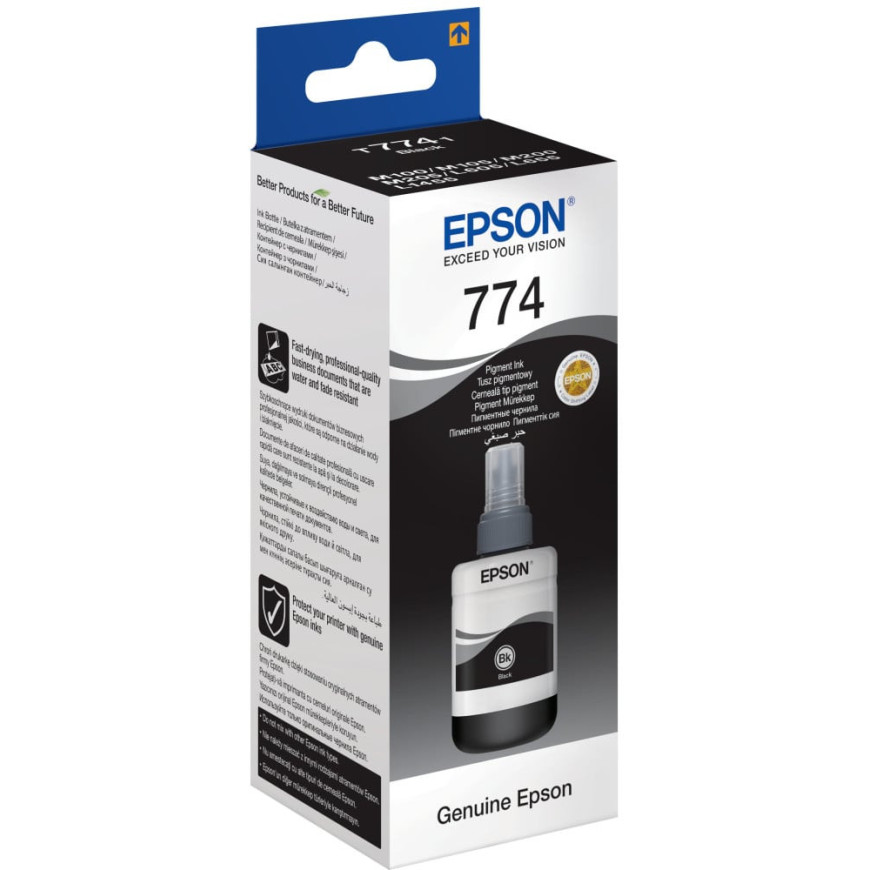 Bouteille d'encre Epson 774 BK (T7741) noir - Epson d'origine (C13T77414A)