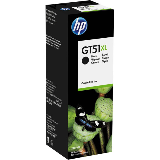 Bouteille d'encre HP GT51XL noir - grande capacité HP d'origine (X4E40AE)