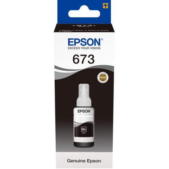 Bouteille d'encre Epson 673 BK (T6731) noir - Epson d'origine (C13T67314A)
