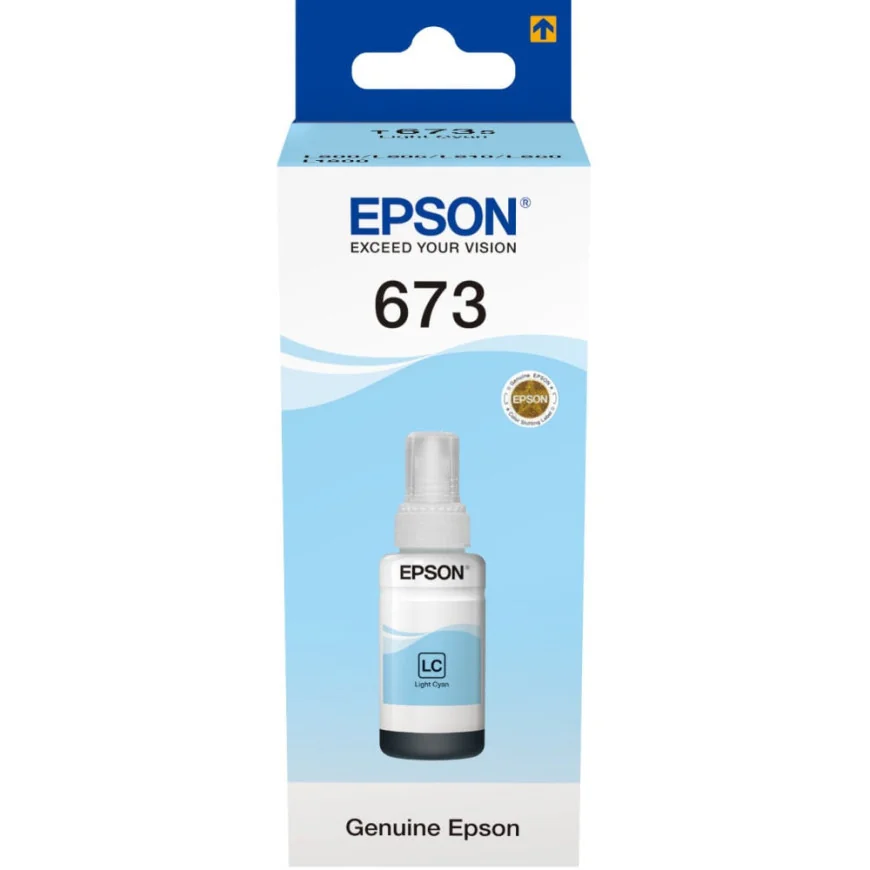 EPSON 673 LC (T6735) CYAN CLAIR - BOUTEILLE D'ENCRE EPSON D'ORIGINE (C13T67354A)