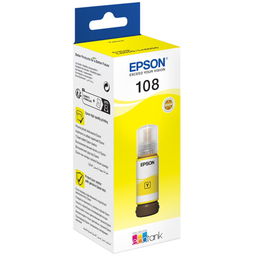Bouteille d'encre Epson 108 jaune - Epson EcoTank d'origine (C13T09C44A)