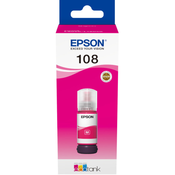 Bouteille d'encre Epson 108 magenta - Epson EcoTank d'origine (C13T09C34A)