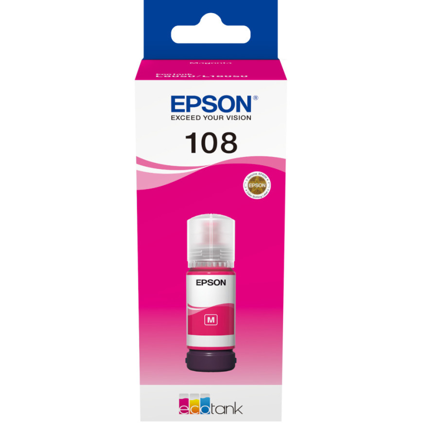 Bouteille d'encre Epson 108 magenta - Epson EcoTank d'origine (C13T09C34A)