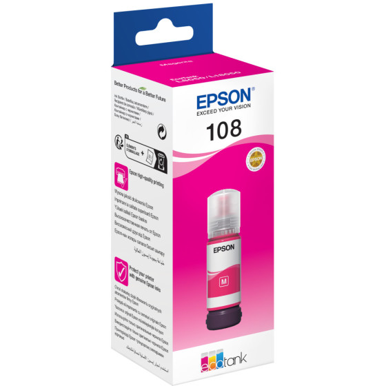 Bouteille d'encre Epson 108 magenta - Epson EcoTank d'origine (C13T09C34A)