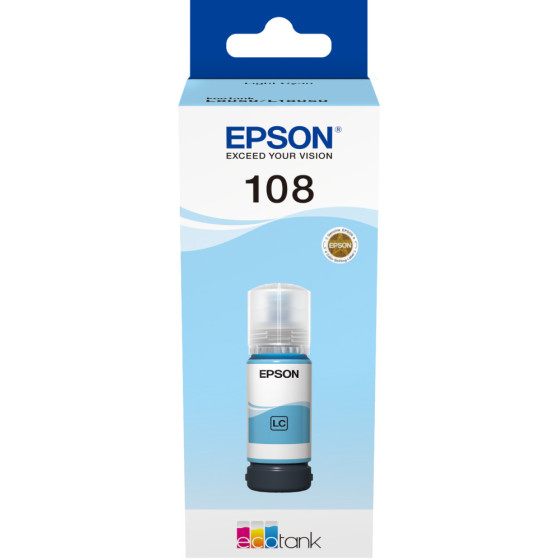 Bouteille d'encre Epson 108 cyan clair - Epson EcoTank d'origine (C13T09C54A)