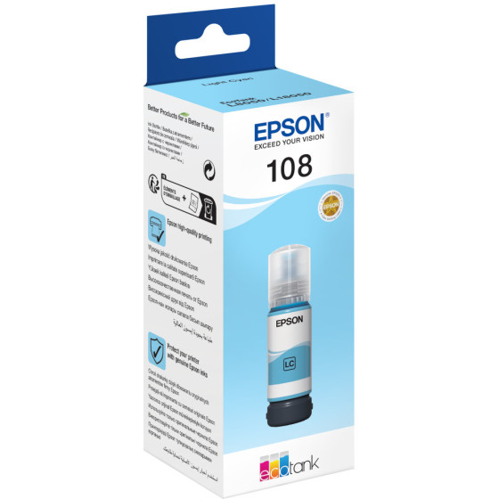 Bouteille d'encre Epson 108 cyan clair - Epson EcoTank d'origine (C13T09C54A)