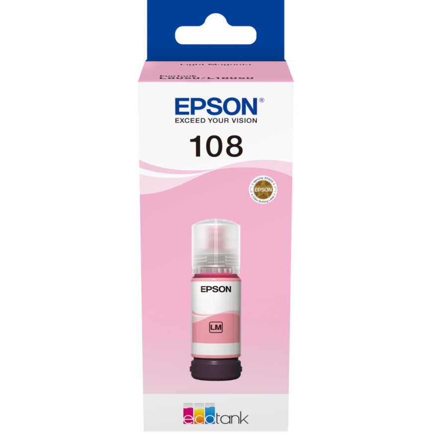 Bouteille d'encre Epson 108 magenta clair - Epson EcoTank d'origine (C13T09C64A)
