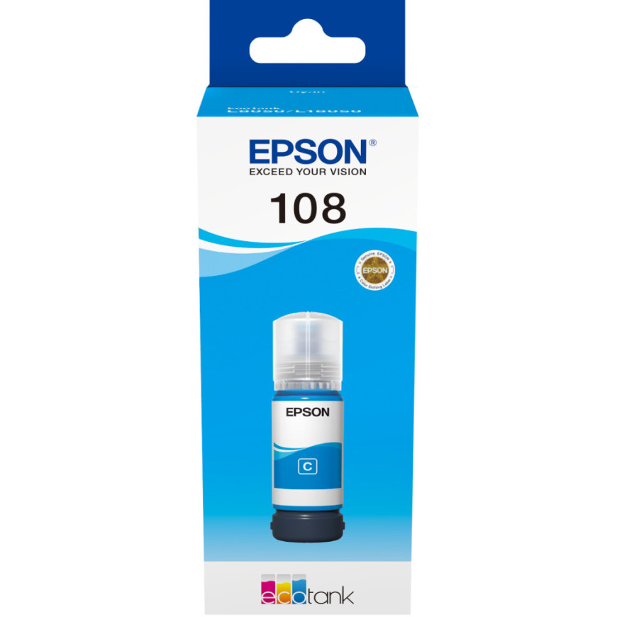 Bouteille d'encre Epson 108 cyan - Epson EcoTank d'origine (C13T09C24A)