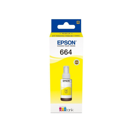 Bouteille d'encre Epson 664 Y (T6644) jaune - Epson d'origine (C13T66444A)